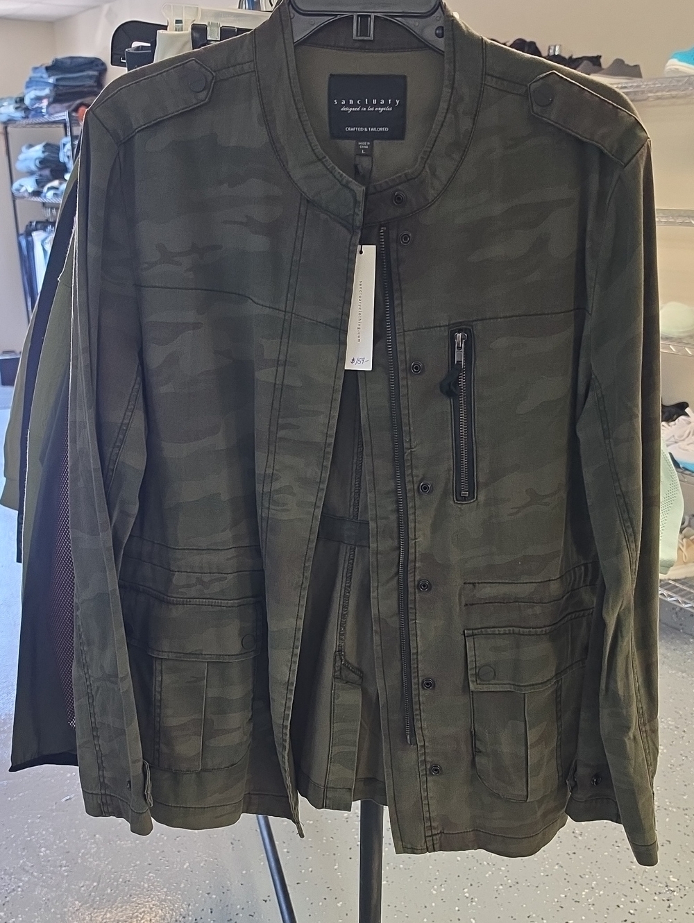 Sanctuary Olive Green Camouflage Field Jacket